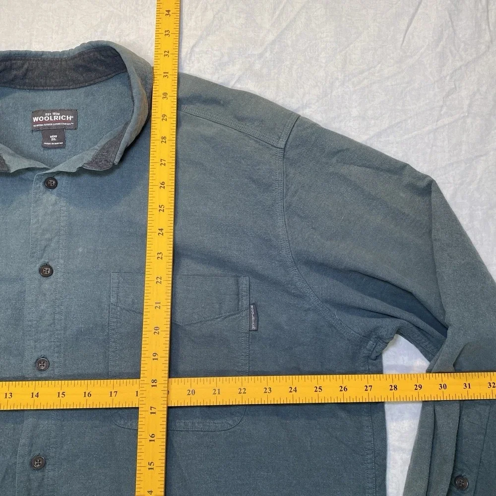 Woolrich Mens 2XL Green Button Up Shirt Long Sleeve Casual Outdoor